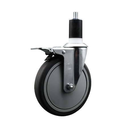 Service Caster 6'' Thermoplastic Rubber Swivel 1-1/2'' Expanding Stem Caster Total Lock Brake SCC-EXTTL20S614-TPRB-112